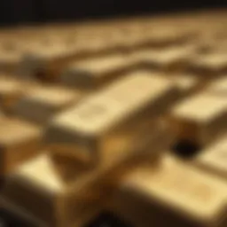 Glittering gold bars stacked elegantly
