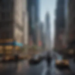 A bustling financial district representing the IPO landscape