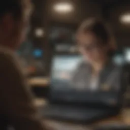 A user navigating a job review website on a laptop.