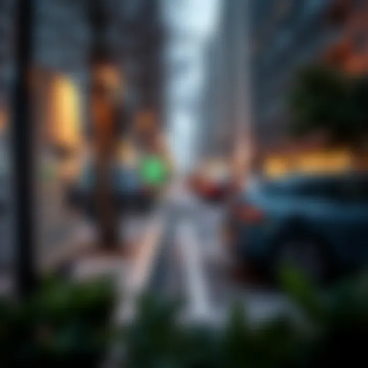 Electric vehicle charging station in urban setting