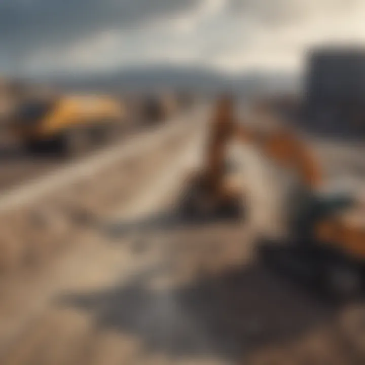 Construction site with heavy machinery highlighting infrastructure development