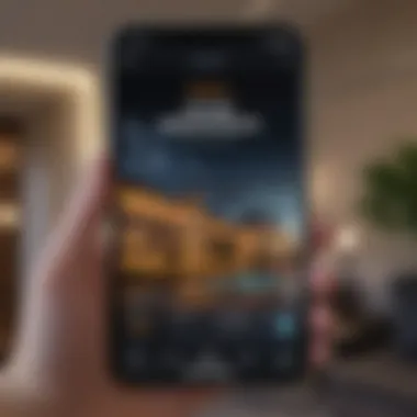 Close-up of hotel app features displayed on a screen