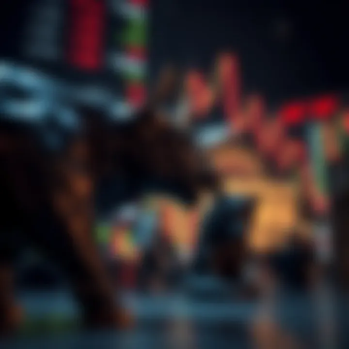 Bull and bear symbolizing market volatility