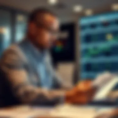 Person analyzing financial reports