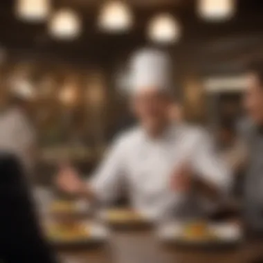 Engaging Culinary Conversations A chef discussing the daily special with enthusiastic diners