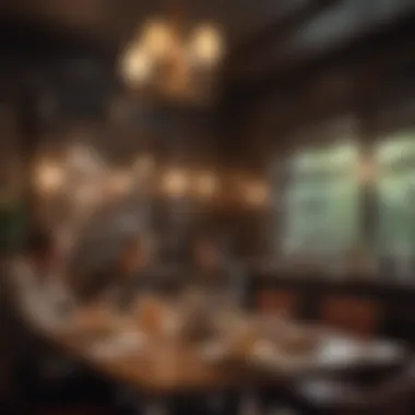 Inviting Dining Atmosphere A cozy restaurant ambiance with patrons enjoying their meals