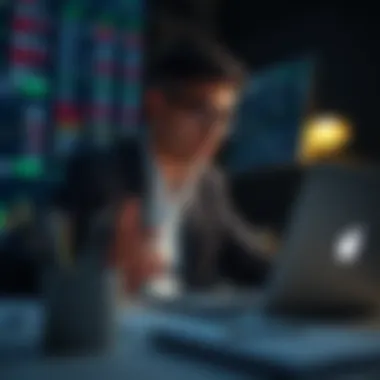 Investor analyzing stock data on a laptop