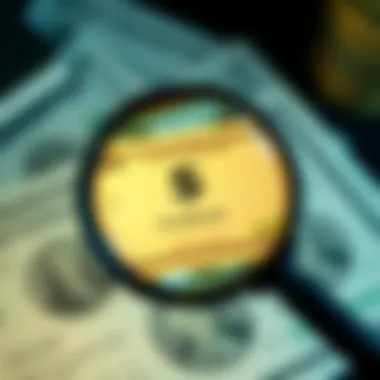 Magnifying glass focusing on a stock certificate