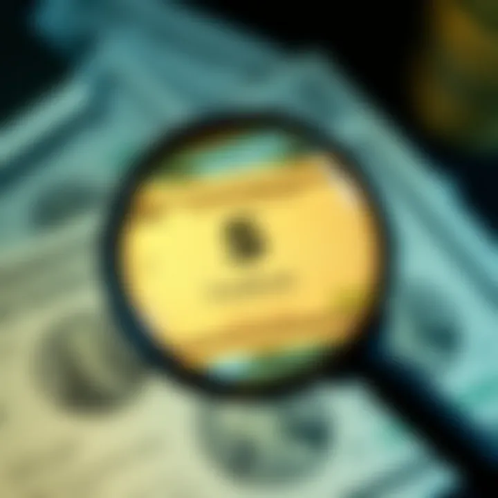 Magnifying glass focusing on a stock certificate