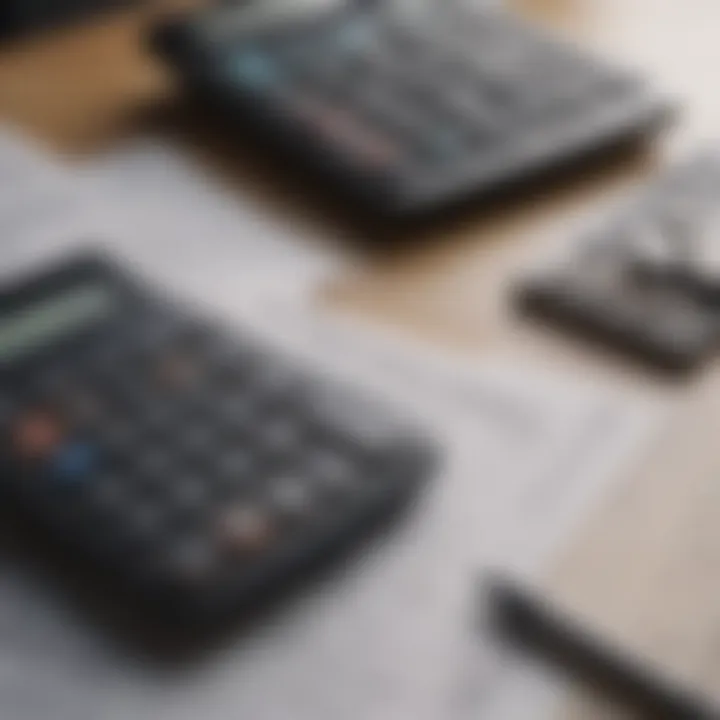 A calculator and financial documents representing tax calculations