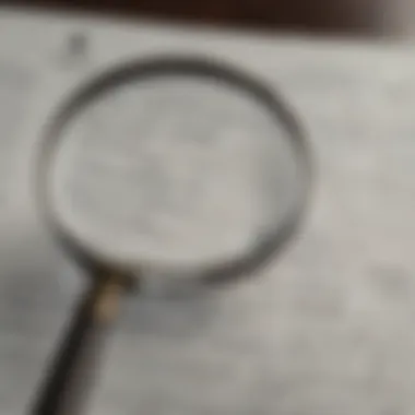 A magnifying glass focusing on a financial document