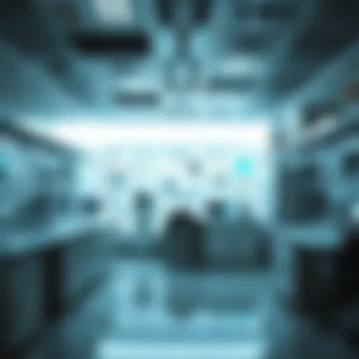 A futuristic laboratory showcasing advanced biotechnology tools and equipment.