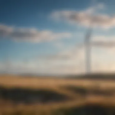 A vast field of wind turbines under a clear blue sky