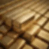 Physical gold bullion bars stacked elegantly