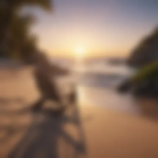 A serene retirement landscape showcasing a tranquil beach sunset.