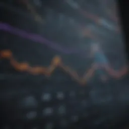 A stock market chart displaying upward trends and data points