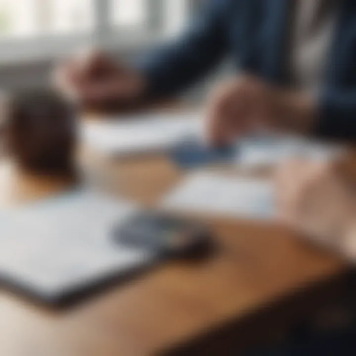 A person reviewing financial documents at a table