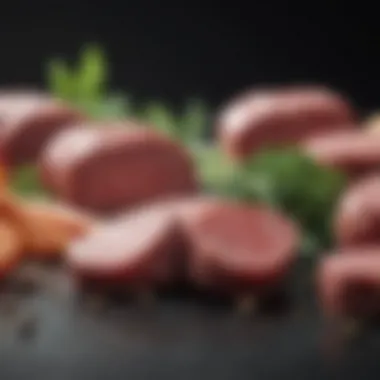 A close-up of plant-based meat products