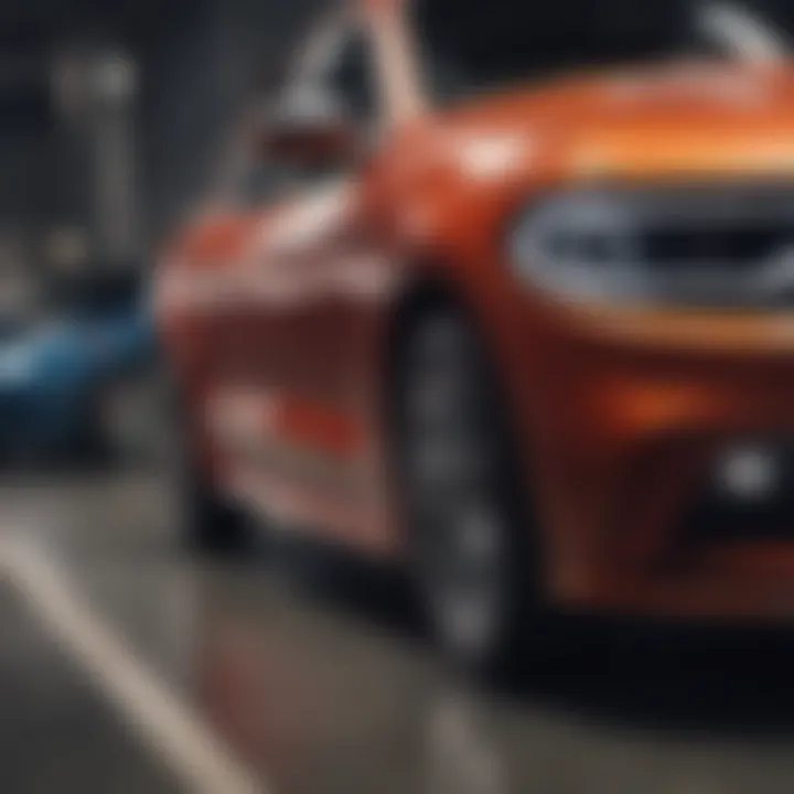 A close-up view of the latest Ford vehicle models on display