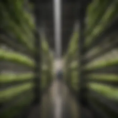 A modern vertical farm showcasing innovative agricultural technology.