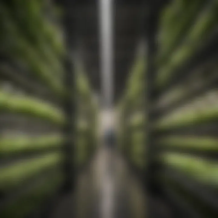 A modern vertical farm showcasing innovative agricultural technology.