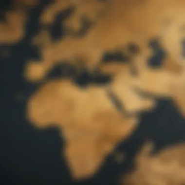 Global Distribution of Gold Production Map illustrating global gold production locations