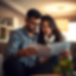 A couple reviewing financial documents together
