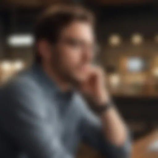 A thoughtful individual contemplating career options