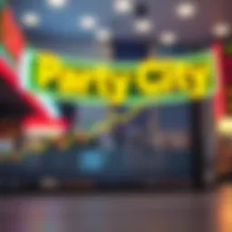 Graph showing Party City stock performance