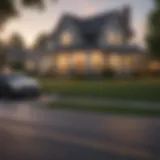 A serene neighborhood with a house for sale sign