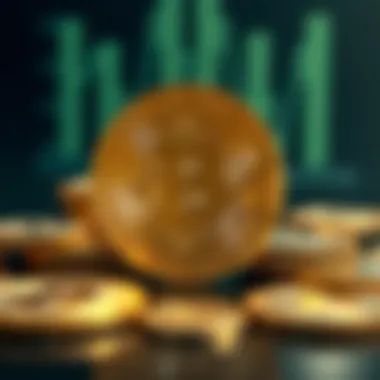 Cryptocurrency coins representing digital assets