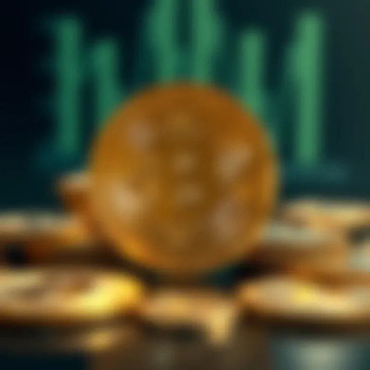 Cryptocurrency coins representing digital assets