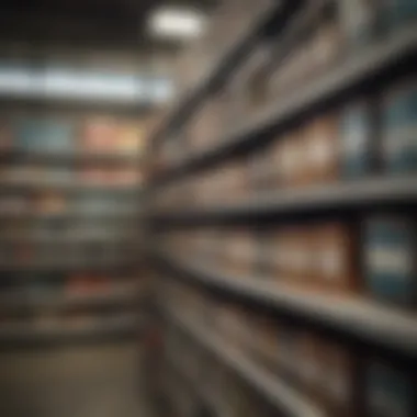 An organized inventory shelf with clear barcoded labels.