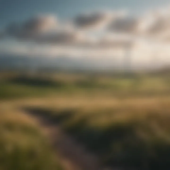 Wind turbines in a scenic landscape