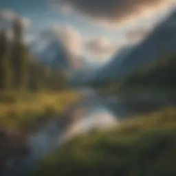 A scenic view of Alaskan wilderness showcasing majestic mountains and lush forests