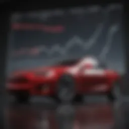A graph showing the decline of Tesla stock prices over time.