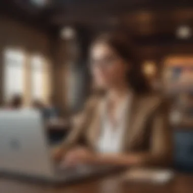 A traveler enjoying benefits of the United Club Card with a beverage and a laptop