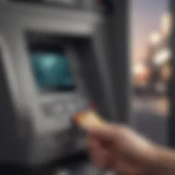 A credit card inserted into an ATM machine, highlighting the interface.