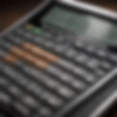 Financial Calculator for Credit Card Payoff A detailed view of a financial calculator displaying credit card balances
