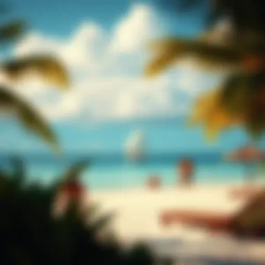 Tropical Beach: A Key Destination for Vacation ETFs A scenic view of a tropical beach with vacationers enjoying their time